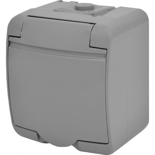 Розетка одинарна ETI Schuko RHE-1s-SR з з/к IP54 Сірий (4668070)