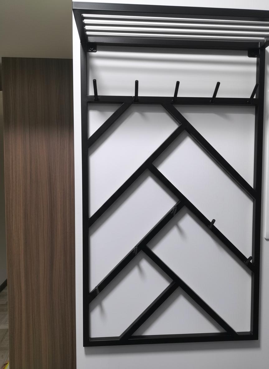 Вешалка для одежды настенная из металла Scandi 600x200 мм H 1000 мм Черный (1553) - фото 5