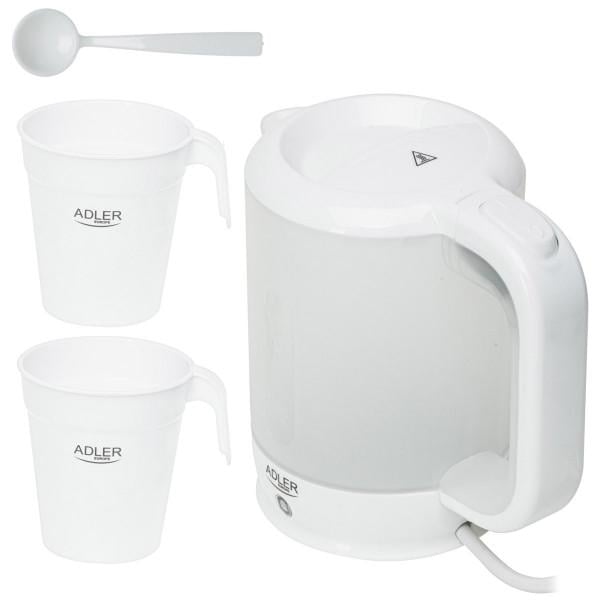 Электрочайник дорожный Adler AD 1381 900W 0,5 л 2 чашки/ложка White (AD1381) - фото 6 Электрочайник дорожный Adler AD 1381 900W 0,5 л 2 чашки/ложка White (AD1381) - фото 6