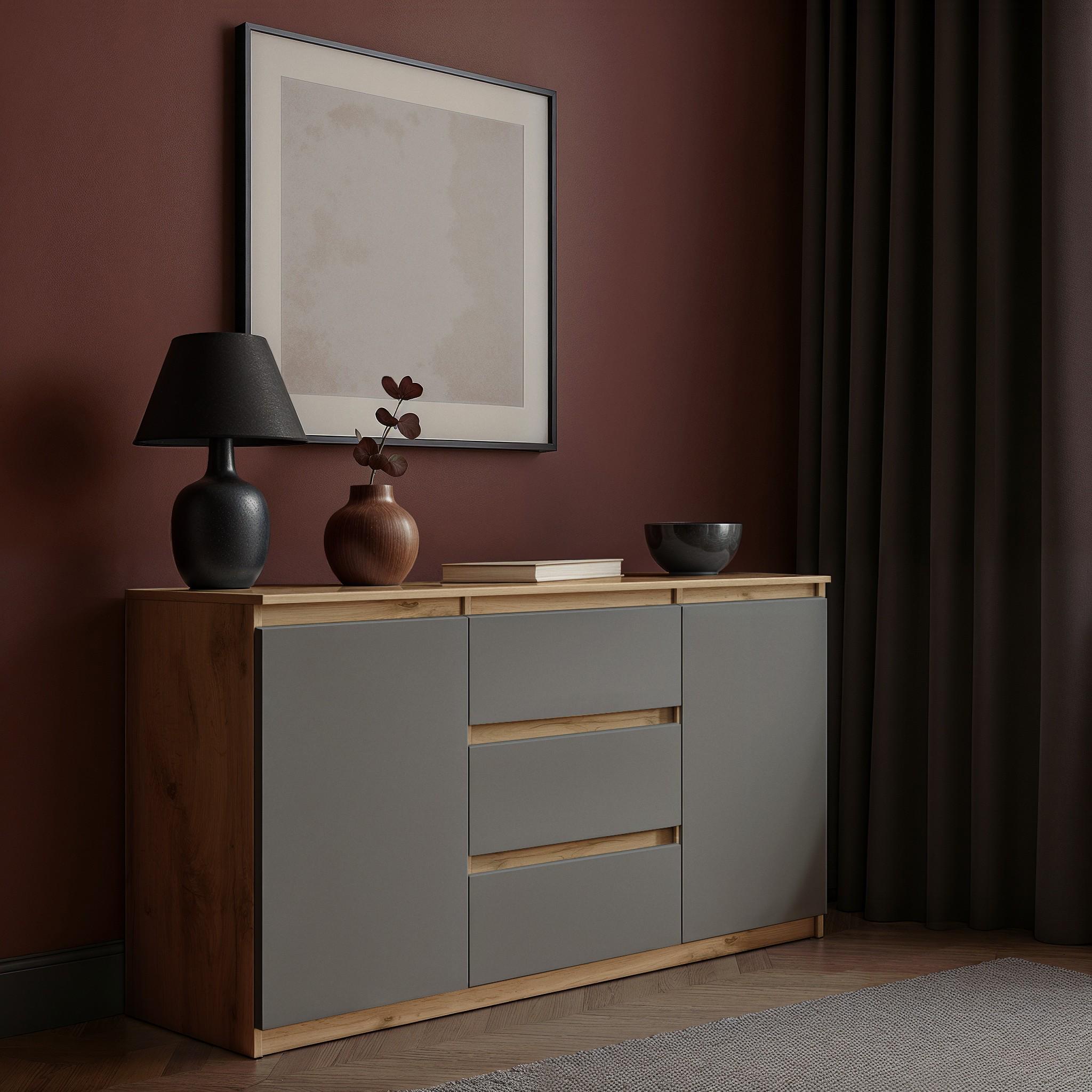 Комод Kvatro 1100х400х750 мм Дуб Аппалачі/Антрацит - фото 1