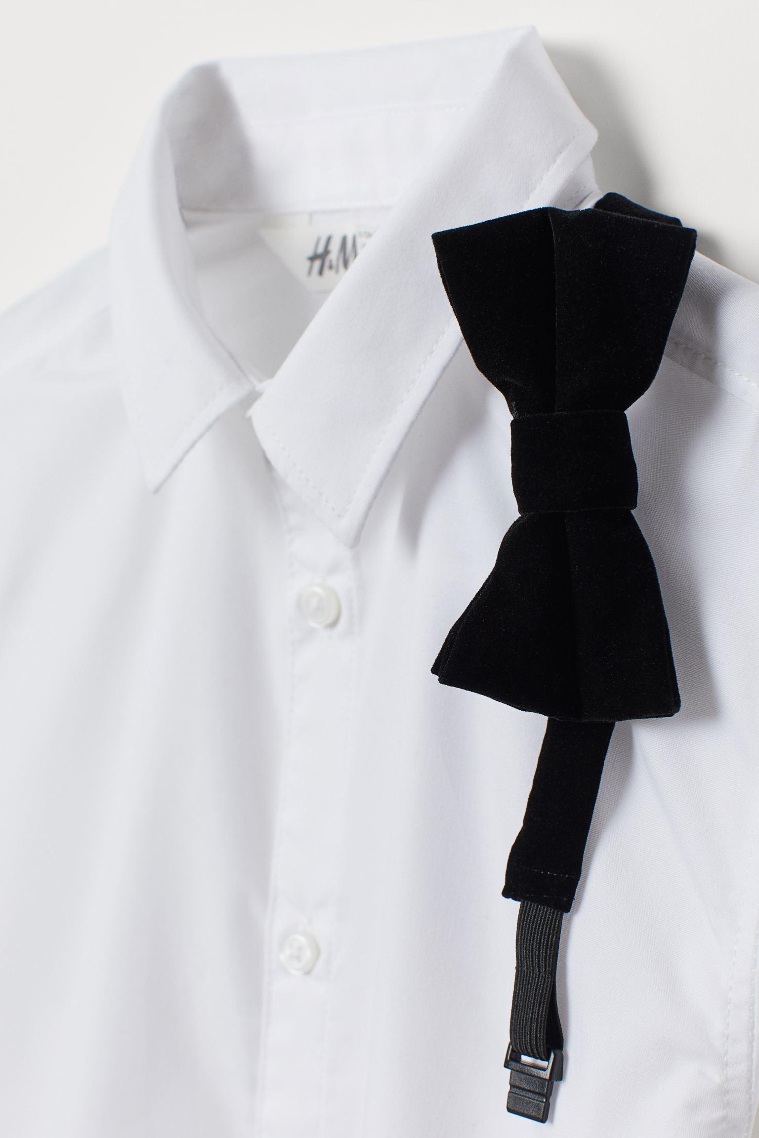 Рубашка H&M с бабочкой 164 см Белый (711754344) - фото 2