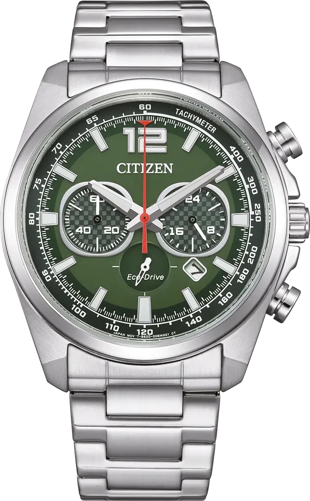 Наручные часы мужские Citizen CA4640-50X Eco-Drive со стальным корпусом/зеленым циферблатом и водозащитой 100 м