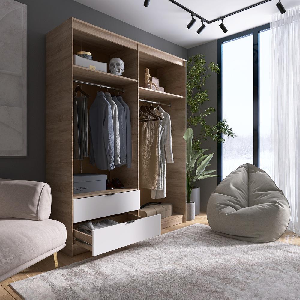 Шкаф распашной для одежды с выдвижными ящиками Эверест Сити-1600 160,2x50x204,6 см Дуб сонома/Белый (EVR-071096) - фото 5