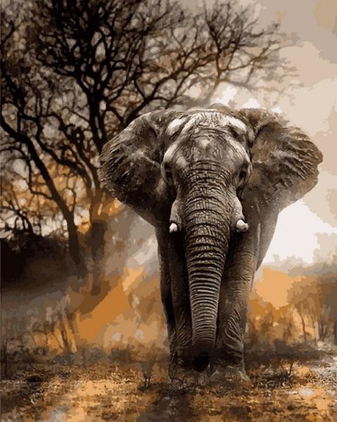 Алмазна мозаїка Strateg Тварини Могутній слон 30х40 см на підрамнику (HX205-mt)