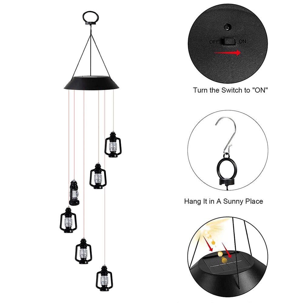 Лампа на солнечной батарее уличная Музыка ветра Фонари 6 LED подвесная Разноцветный (МХ-00009022) - фото 5 Лампа на солнечной батарее уличная Музыка ветра Фонари 6 LED подвесная Разноцветный (МХ-00009022) - фото 5