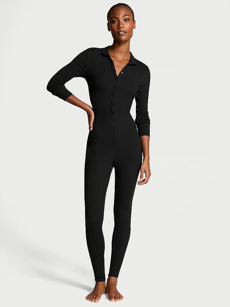 Піжама модал комбінезон Victoria's SecretLuxe Ribbed Modal Long-Sleeve Jumpsuit S Чорний (26935951) Піжама модал комбінезон Victoria's SecretLuxe Ribbed Modal Long-Sleeve Jumpsuit S Чорний (26935951)