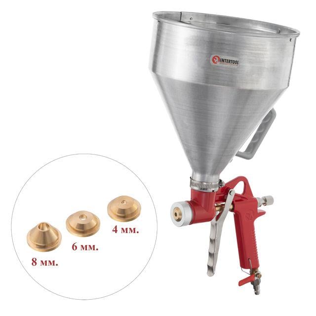 Распылитель штукатурный пневматический форсунки Intertool 4/6/8 мм верхний металл 6 л/6 бар (000028113)