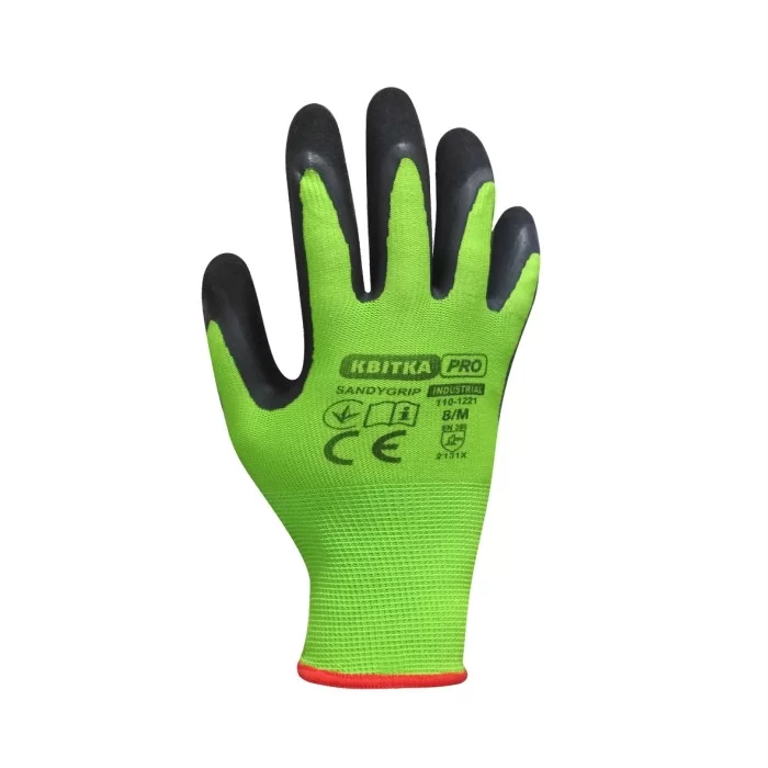 Перчатки стрейчевые КВИТКА PRO SandyGrip Industrial с латексным покрытием XL (110-1221-10-IND)