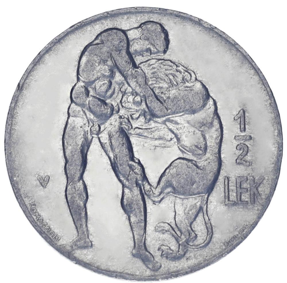 Коллекционная монета Албания 1/2 лек 1930 F-VF Геркулес