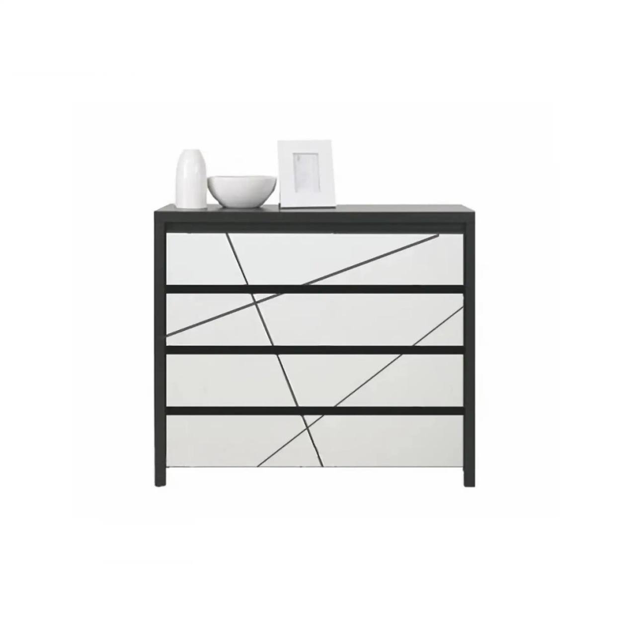 Комод в гостиную ВМК БРВ Каспиан МДФ KOM4S Венге магия/Белый снег (GRB-1731)