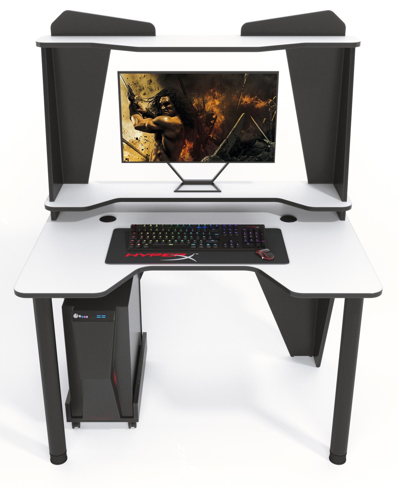 Стол геймерский Zeus IVAR-2 с надстройкой ЛДСП 1200 мм Альпийский/Черный (IV-214) - фото 2 Стол геймерский Zeus IVAR-2 с надстройкой ЛДСП 1200 мм Альпийский/Черный (IV-214) - фото 2