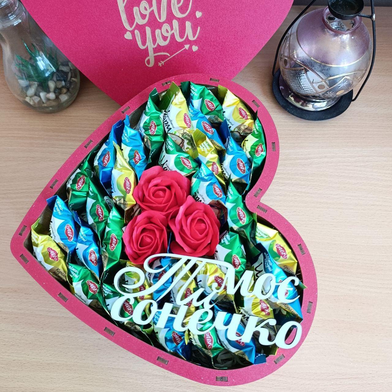 Бокс с конфетами для девушки на день рождения/день влюбленных/8 марта праздник (ar287) - фото 3