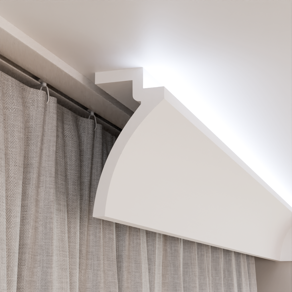 Карниз полиуретановый Tesori KF 801 для LED освещения 120x60x2000 мм (25399134) Карниз полиуретановый Tesori KF 801 для LED освещения 120x60x2000 мм (25399134)
