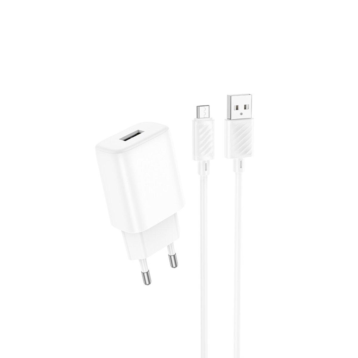 Зарядний пристрій з кабелем Hoco C134A Solid Single-Port Charger Set USB to Micro-USB 2,4A White (6942007621342) Зарядний пристрій з кабелем Hoco C134A Solid Single-Port Charger Set USB to Micro-USB 2,4A White (6942007621342)