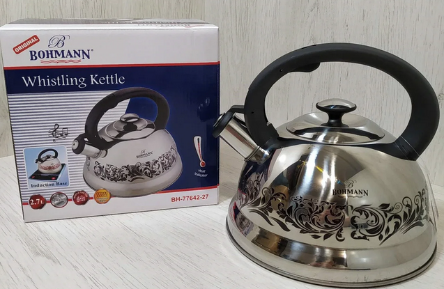 Чайник із нержавіючої сталі зі свистком Bohmann 2,7 л (ВН-77642) - фото 2 Чайник із нержавіючої сталі зі свистком Bohmann 2,7 л (ВН-77642) - фото 2