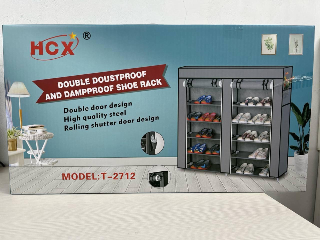 Тканинна шафа-органайзер HCX для зберігання речей та взуття T-2712 на 2 секції Сірий - фото 5