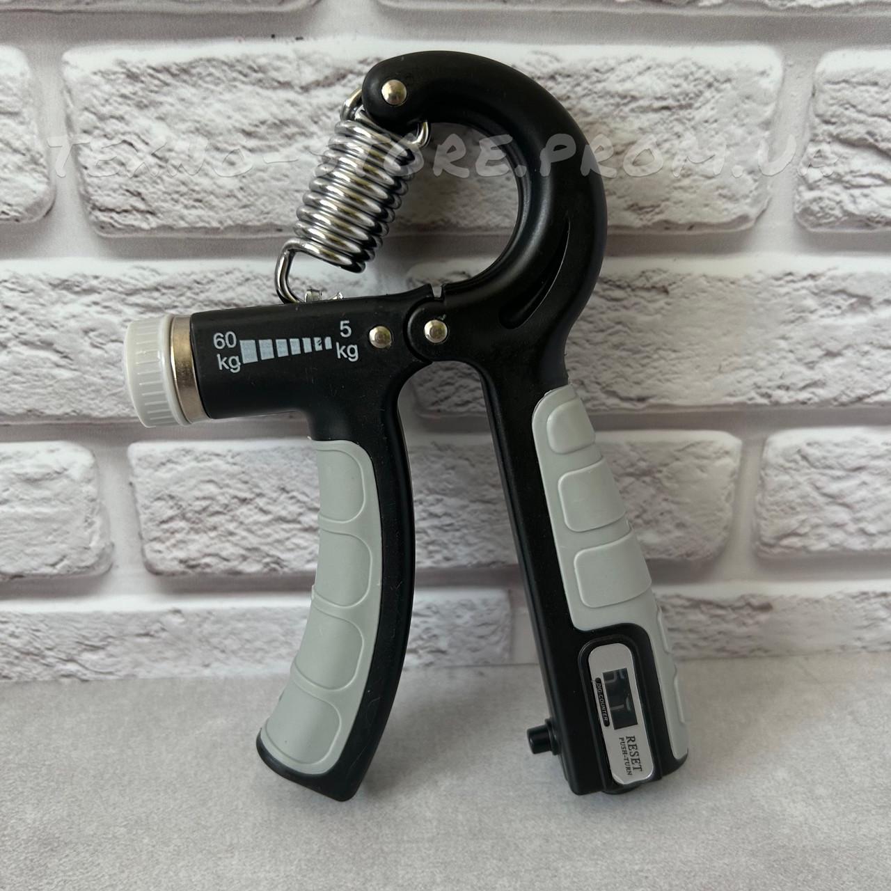 Эспандер кистевой 5-60 кг со счетчиком и регулируемой нагрузкой Серый-черный - фото 5 Эспандер кистевой 5-60 кг со счетчиком и регулируемой нагрузкой Серый-черный - фото 5