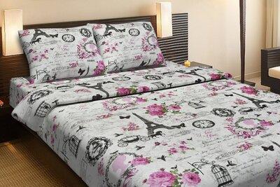 Простынь Вилена Голд Весенний Париж бязь евро 220х220 см