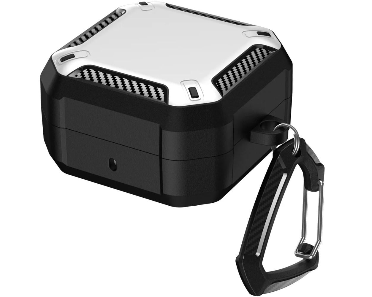 Чехол Primo Magnet Lock Rugged TPU для наушников Samsung Galaxy Buds 4/Buds 4 Pro с карабином Black/White (35369922)