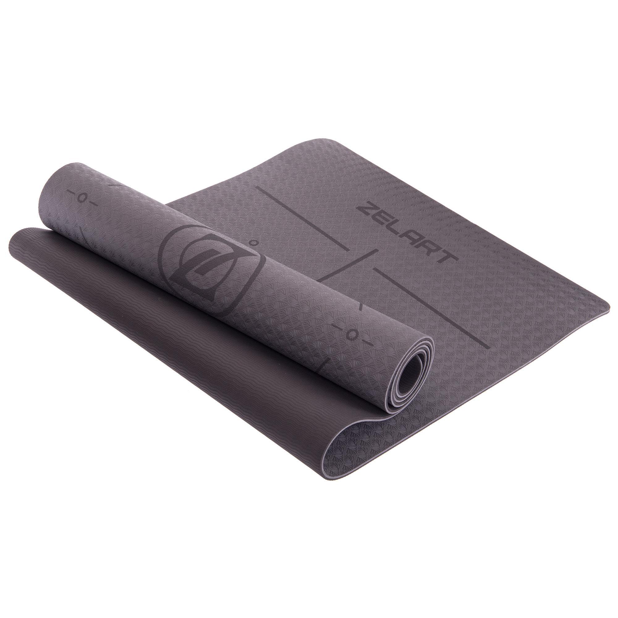 Коврик для йоги с разметкой Zelart FI-2579 MD9038 183x61x0,6 см Серый (NA004185) Коврик для йоги с разметкой Zelart FI-2579 MD9038 183x61x0,6 см Серый (NA004185)