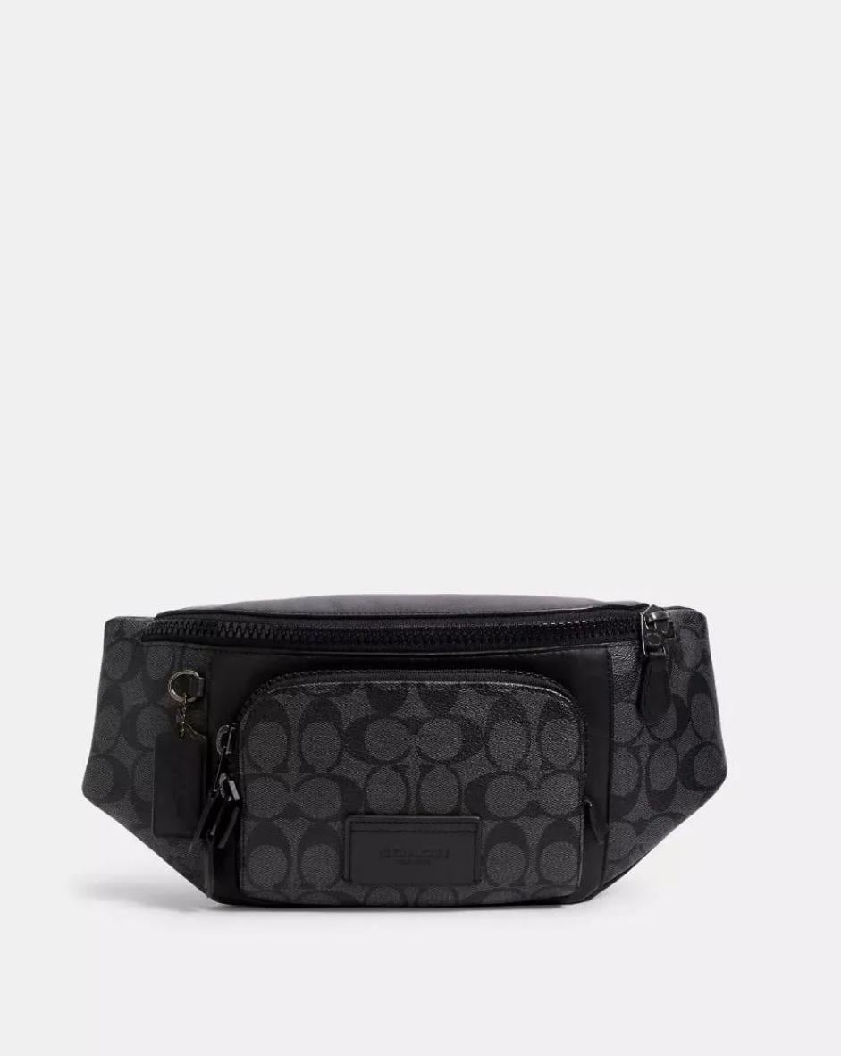 Сумка мужская Coach Track Belt Bag In Signature Canvas Gunmetal/Charcoal/Black (C3765) Сумка мужская Coach Track Belt Bag In Signature Canvas Gunmetal/Charcoal/Black (C3765)
