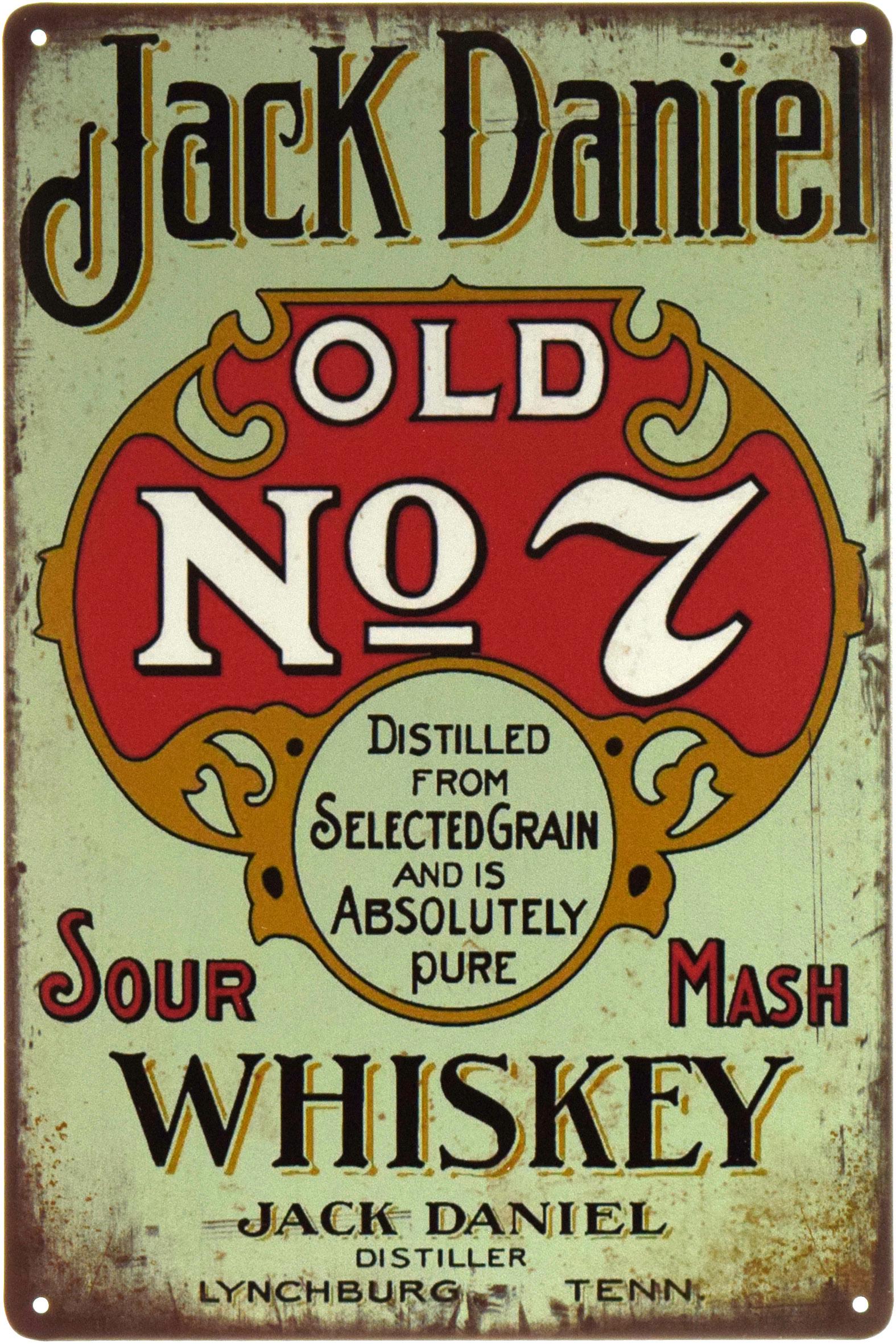 Табличка металлическая Jack Daniel Old №7 20x30 см