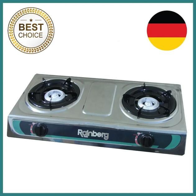 Настільна газова плита Rainberg RB-G-02 на 2 конфорки для балонного газу сталева з нержавіючої сталі 540 Вт (22855215437) - фото 3