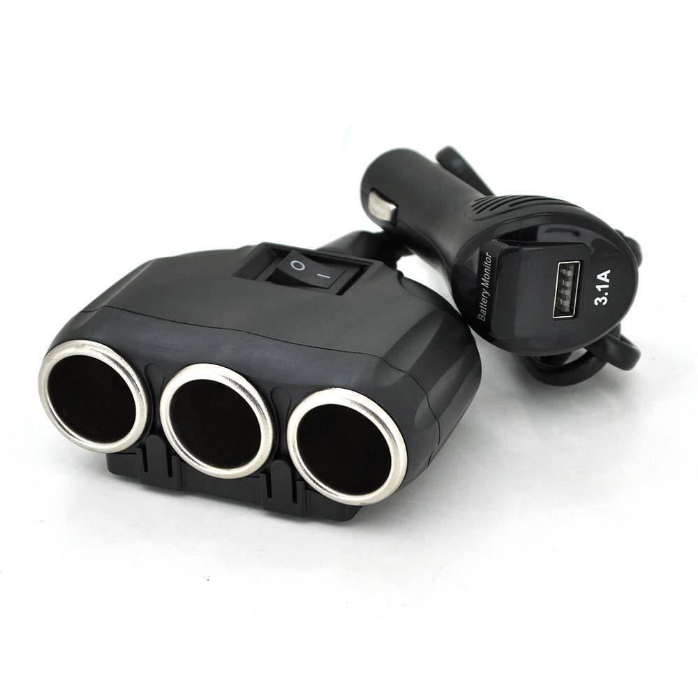 АЗП розгалужувач і вольтметр Olesson 1634 12V-3 х 12V + USB Black Blister