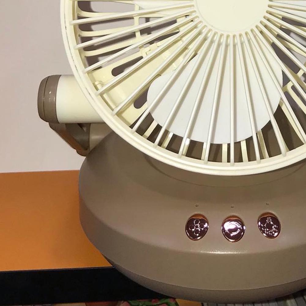 Вентилятор настільний на акумуляторі USB Type-C 1200 мАг 3 швидкості LED підсвітка Кремовий (27418683) - фото 9