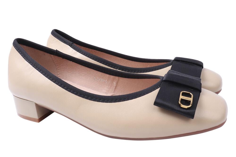 Туфли женские Berkonty из кожи на низком ходу р. 40 Бежевый (325-21DTC)