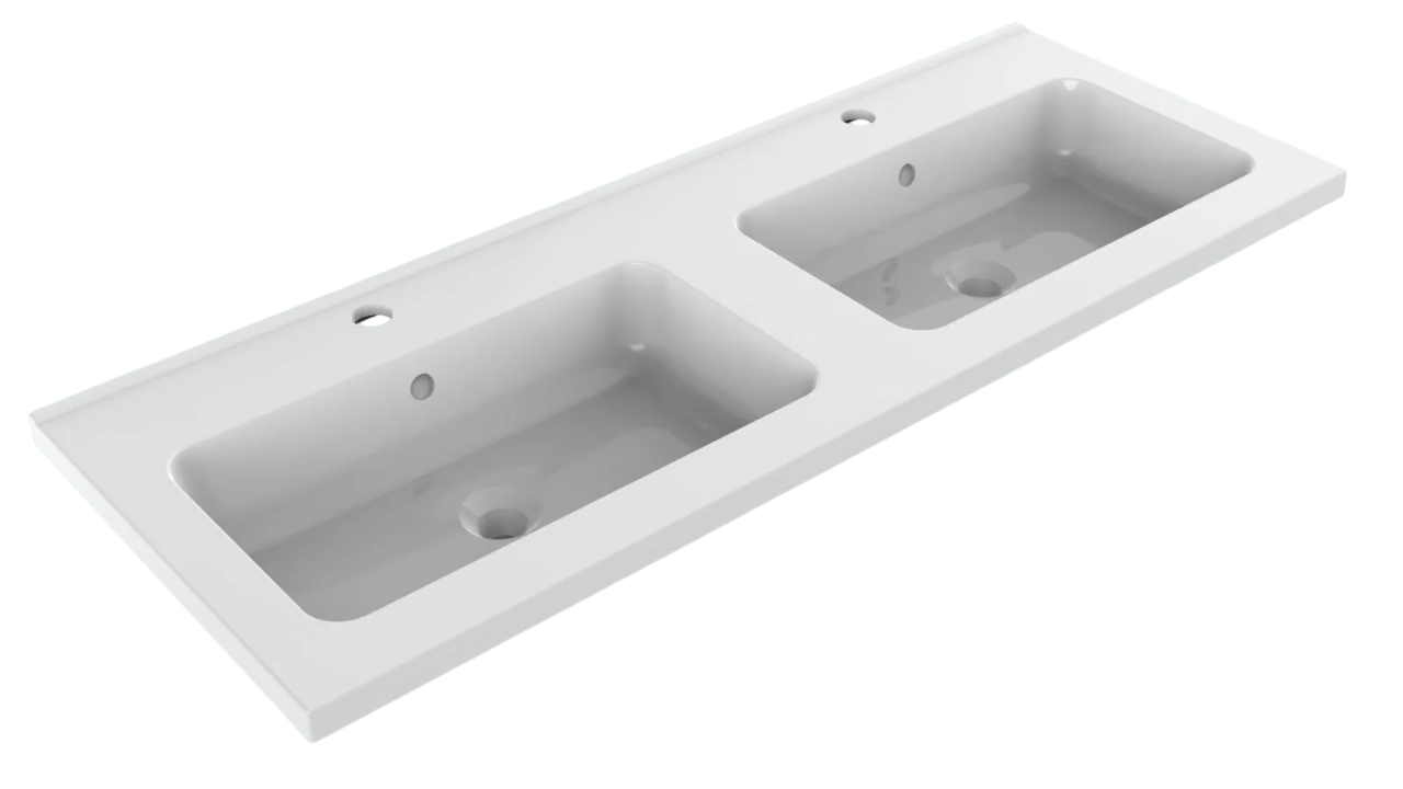 Умывальник Аmidicon Rodeo с двумя чашами 120х48 см Белый (27983441)
