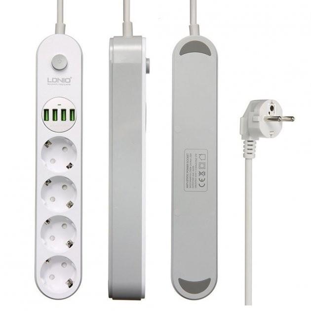 Подовжувач мережевий LDNIO SE4432 4 розетки/4 USB 2 м White - фото 7