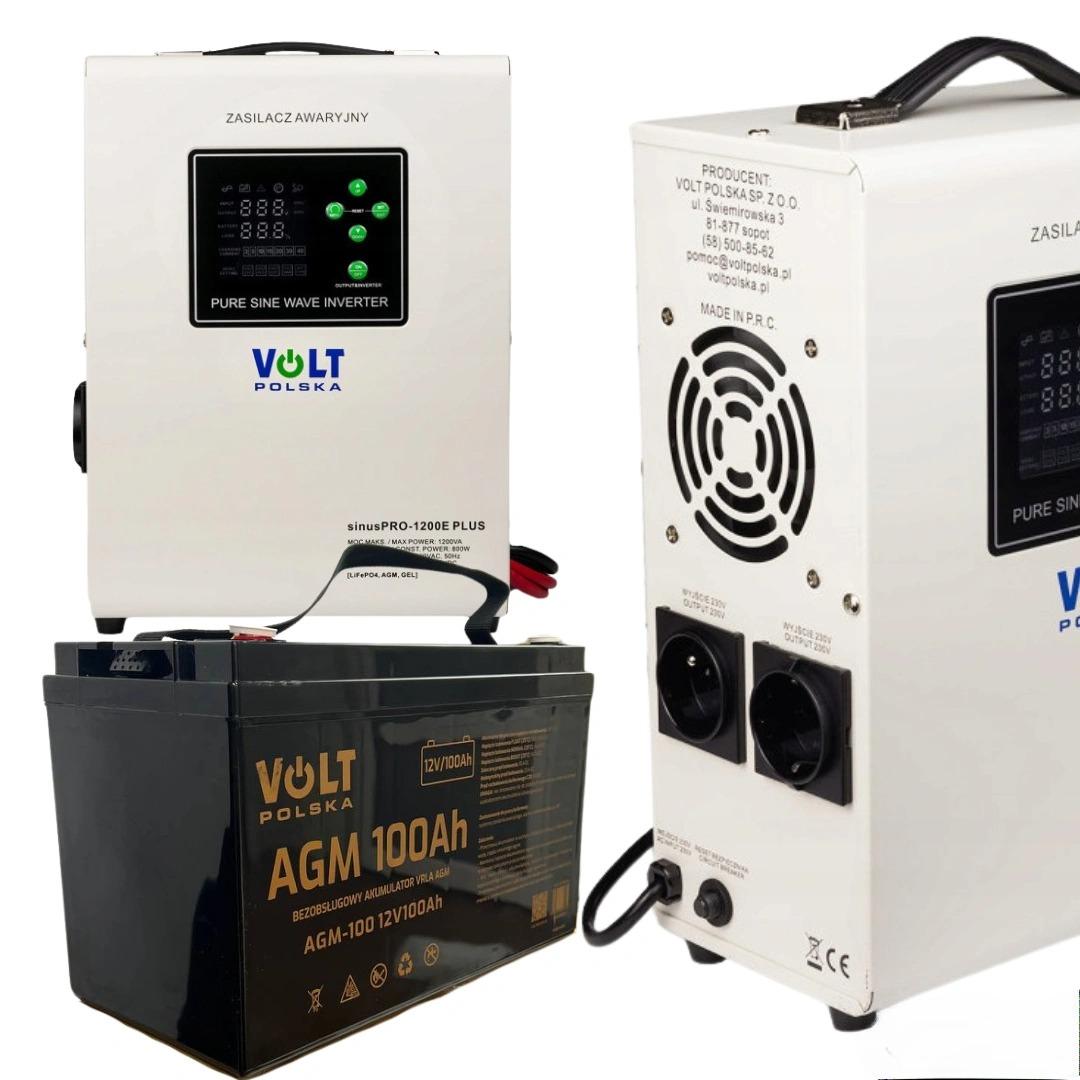 Комплект Volt Polska SINUS PRO 1200 E PLUS 12/230V 800/1200 та акумулятор AGM 12 V 100 Ah - фото 1 Комплект Volt Polska SINUS PRO 1200 E PLUS 12/230V 800/1200 та акумулятор AGM 12 V 100 Ah - фото 1