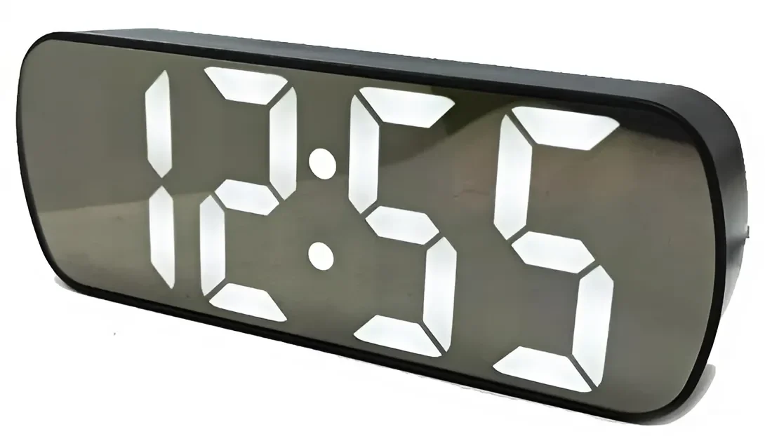 Часы настольные электронные будильники VST-895Y-4 USB с зеркальным LED-дисплеем Синий/Черный (33160162)