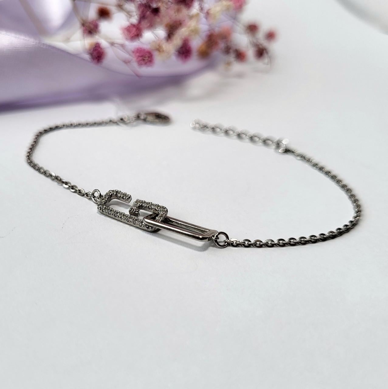 Браслет на руку DG с белыми камнями из серебра 925 пробы 16,5-19 см 2 г (2364р)