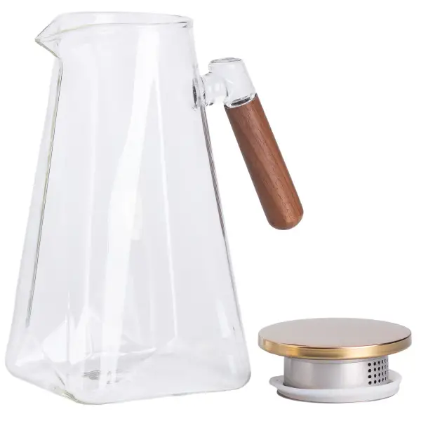 Чайник заварювальний YIWU з боросилікатного скла та дерев'яною ручкою 2 л Прозорий (147-107-HP-34-32) - фото 4 Чайник заварювальний YIWU з боросилікатного скла та дерев'яною ручкою 2 л Прозорий (147-107-HP-34-32) - фото 4