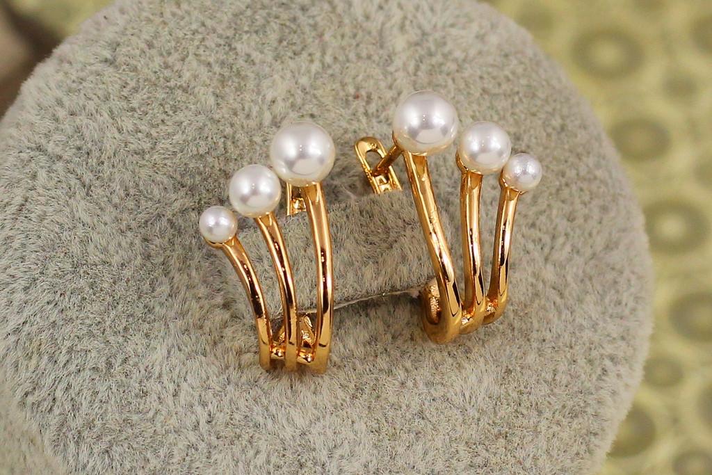 Серьги Xuping Jewelry триквел с жемчугом 2 см Золотистый (2574113710)