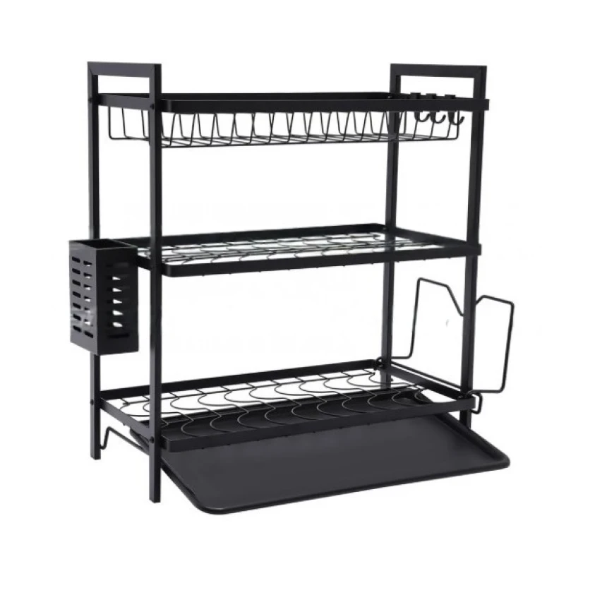 Сушарка для посуду Edenberg EB-17986 триярусна настільна 53x50x25 см Чорний
