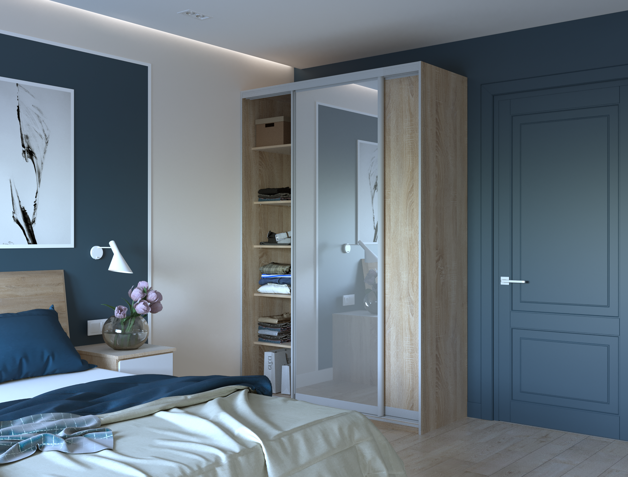 Шкаф-купе двухдверный Doros Сити Лайт Зеркало 150х60х225 см Дуб сонома (DRS-011083) - фото 2 Шкаф-купе двухдверный Doros Сити Лайт Зеркало 150х60х225 см Дуб сонома (DRS-011083) - фото 2