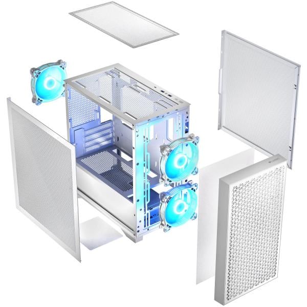 Корпус для компьютера LogicConcept DART PRO Mini-Tower mATX Mesh 3x120 мм ARGB White (AM-DART-PRO-ARGB-20) - фото 5