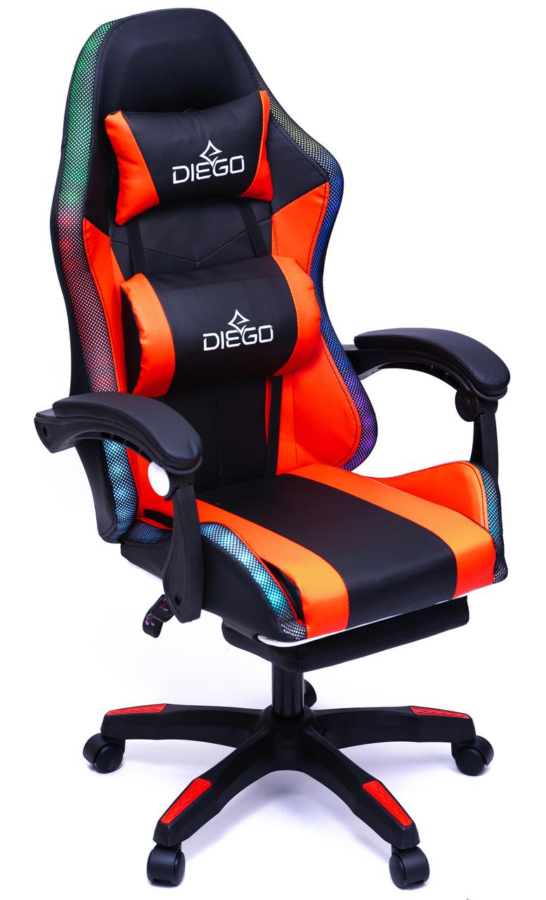 Кресло геймерское Diego с подставкою для ног и подсветкою Черно-красный - фото 4 Кресло геймерское Diego с подставкою для ног и подсветкою Черно-красный - фото 4