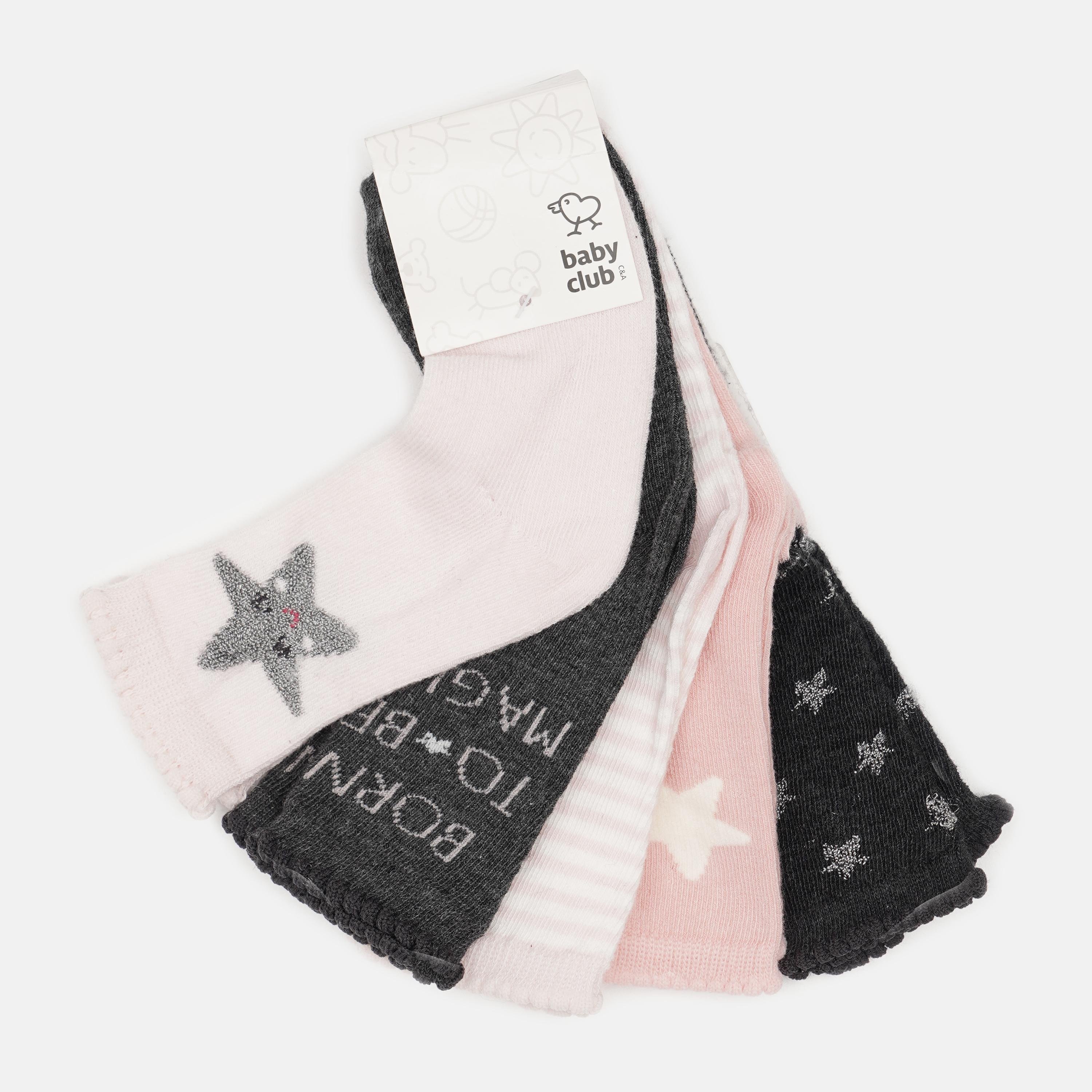 Носки C&A 5 пар р. 18-20 Розовый/Темно-серый (3180279892500)