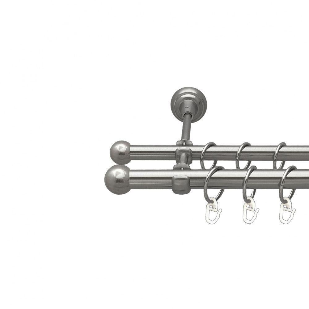 Карниз для штор Orvit Шар двухрядный гладкий 300 см Нержавеющая сталь (00-00016017)