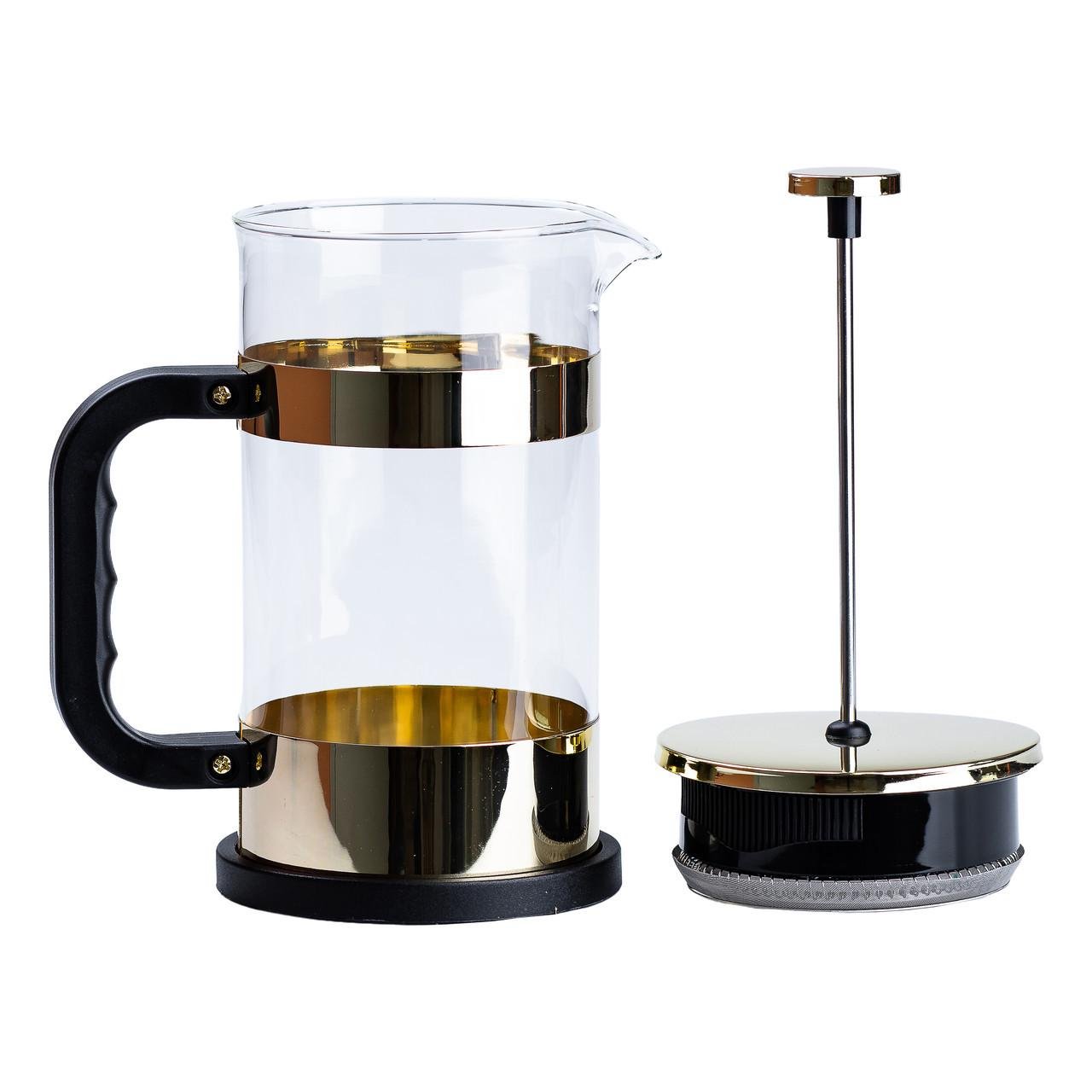 Заварник для чаю з френч пресом скляний 1 л Золотий - фото 3 Заварник для чаю з френч пресом скляний 1 л Золотий - фото 3