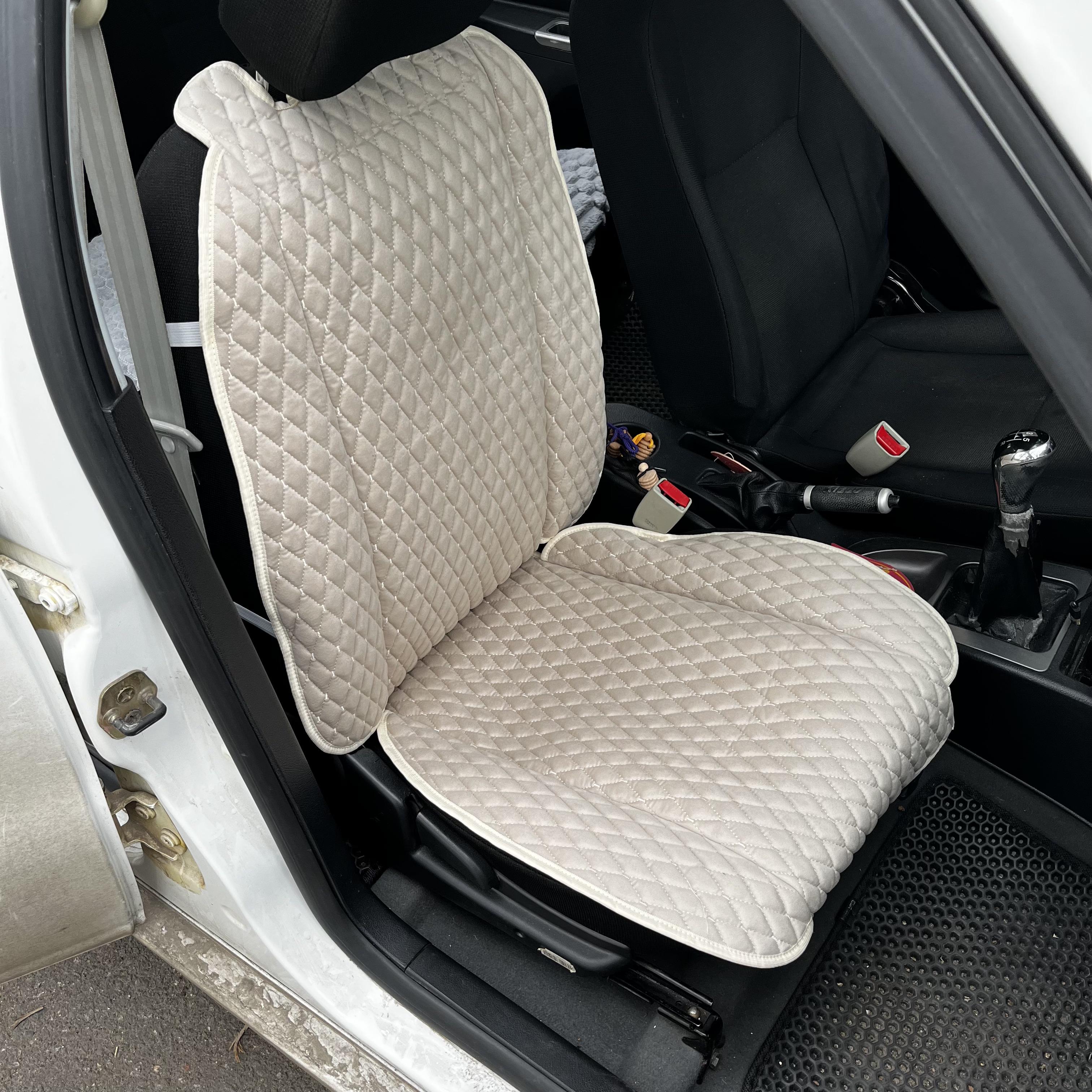 Накидка універсальна на переднє сидіння авто з алькантари 1 шт. Бежевий - фото 1