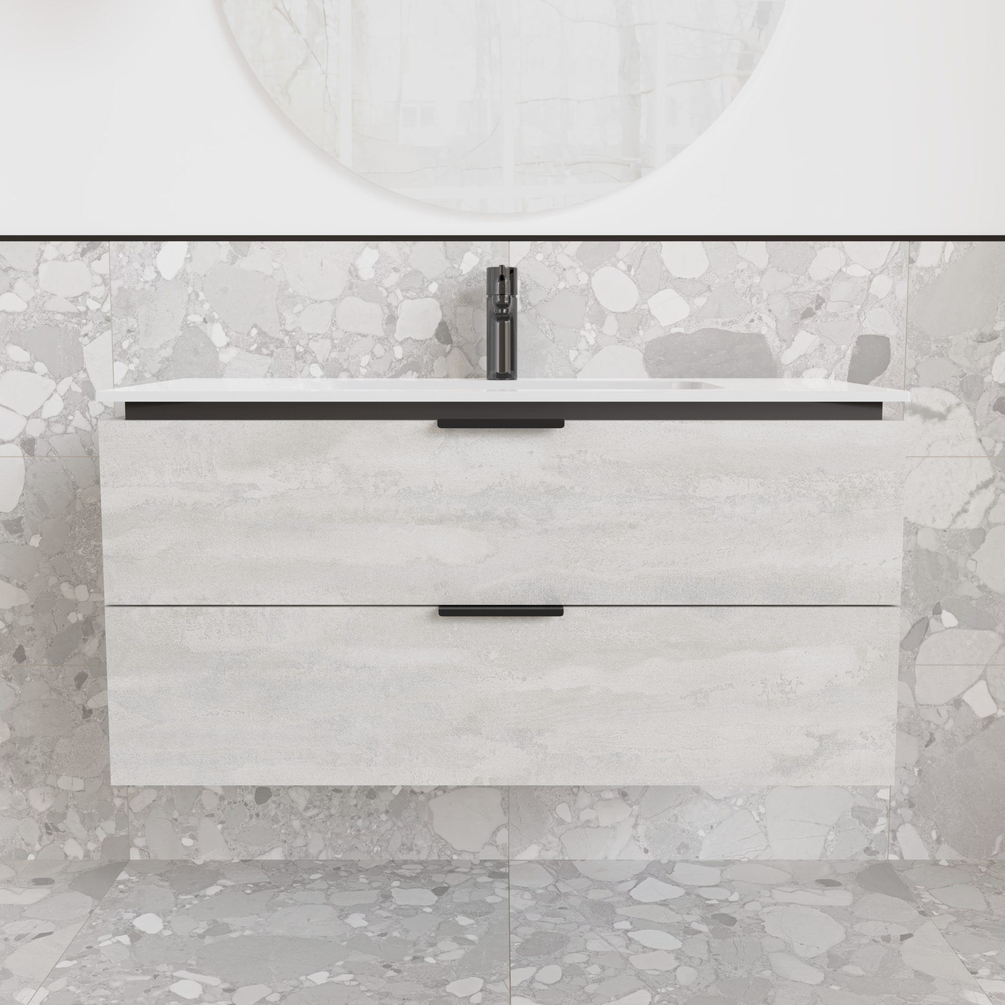 Тумба подвесная с раковиной MVK Vostok Icon 100 В2 1000х450х530 мм Бетонный камень (p2100bt)