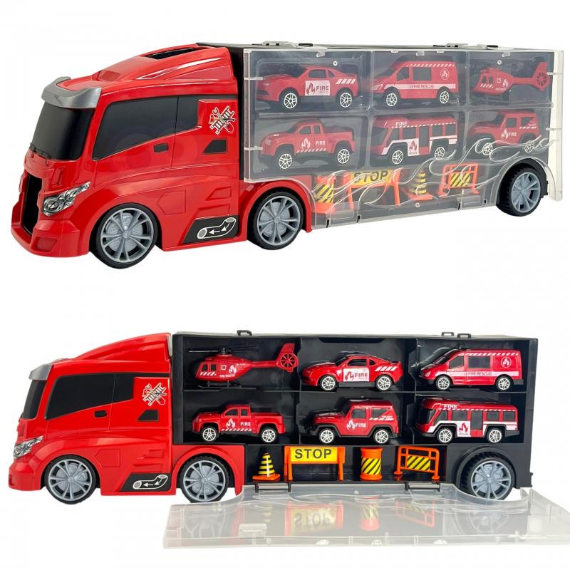 Набір вантажівка Транспортер TIR та автомобілі Woopie 11 пр. Червоний - фото 6 Набір вантажівка Транспортер TIR та автомобілі Woopie 11 пр. Червоний - фото 6