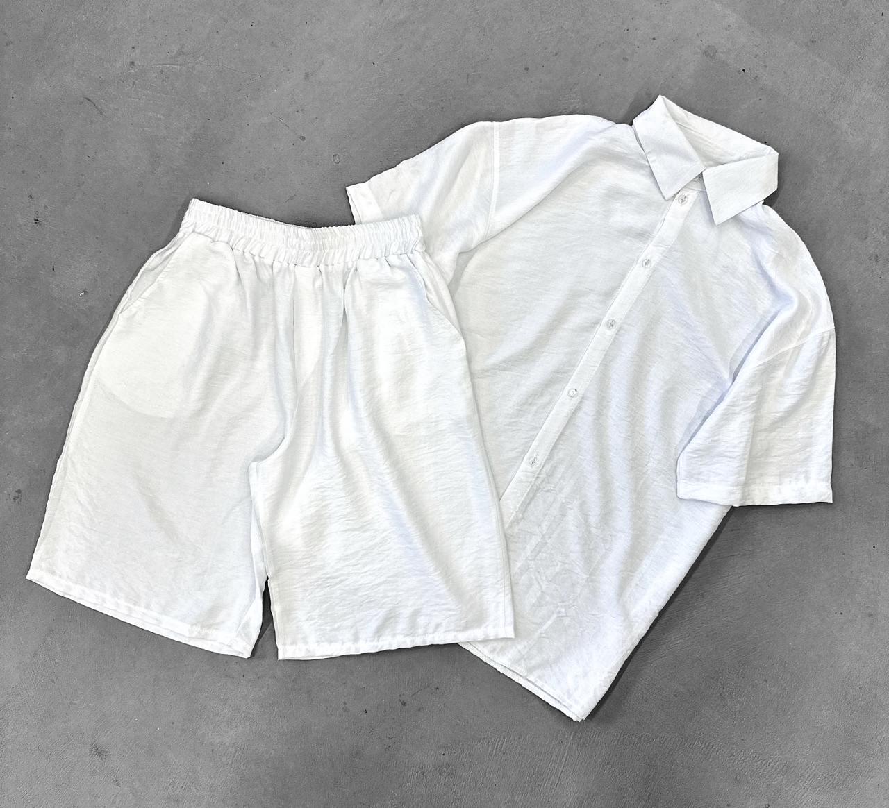 Комплект чоловічий літній лляний жатка S Білий (24877/2/1) - фото 7 Комплект чоловічий літній лляний жатка S Білий (24877/2/1) - фото 7