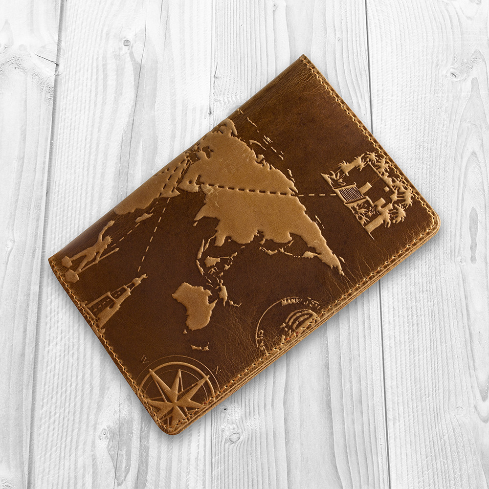 Обложка для паспорта с отделом для карт коллекция 7 wonders of the world Рыжий (PC-02-S17-1340-T002)