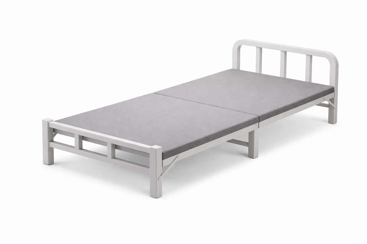 Кровать раскладная с матрасом металлический каркас 190х70 см Белый (17666)